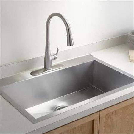CONTEMPO LIVING Contempo Living FT3322 33 in. Top-Mount Drop in Single Bowl Zero Radius Kitchen Sink - Stainless Steel FT3322